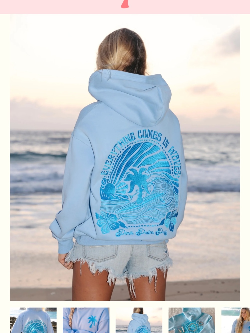 Pink Palm Puff Hoodie